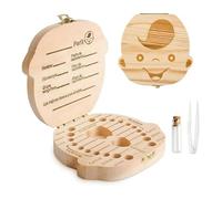 GeekerChip Bebé Dientes Caja(Niño),Caja de Madera para Guardar Dientes para Little Bebé [Versión Español]