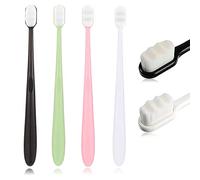 GeekerChip Cepillos de Dientes Suave[4 Piezas],Cepillos de Dientes Manuales Suaves de Micro Nano con 20,000 Cerdas para Encías Frágiles Niños Adultos (Verde,Rosa,Blanco,Negro)