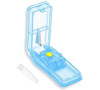 GeekerChip Cortador de Pastillas,Tabletas Divisorias con Abrazadera en V para Medicamentos Tabletas Pequeñas,con Pastillero,para Dividir y Transportar Medicamentos Diarios(Azul)