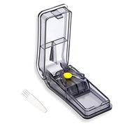 GeekerChip Cortador de Pastillas,Tabletas Divisorias con Abrazadera en V para Medicamentos Tabletas Pequeñas,con Pastillero,para Dividir y Transportar Medicamentos Diarios(Negro)