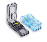 GeekerChip Cortador de Píldoras[2 piezas],Tabletas Divisorias con Abrazadera en V para Medicamentos Tabletas Pequeñas,con Pastillero,para Dividir y Transportar Medicamentos Diarios