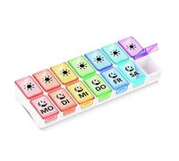 GeekerChip Pastillero para 7 días, 2 compartimentos, pastillero para 7 días, caja de medicamentos por la mañana por la noche, 14 compartimentos, dosificador de medicamentos (versión alemana)