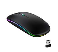 GeekerChip Raton Inalámbrico Bluetooth,Ratón Inalámbrico Recargable y Silencioso,Ratón de Viaje Portátil 1600 dpi de Dos Modos (Bluetooth5.1+ 2.4G Wireless) para Portátil,PC, Macbook(Negro)