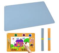 GEEKHOM Alfombrilla Silicona Resina Epoxi Niños: 2 Piezas 60x40cm Protector de Mesa Antihaftable, Lavable, Antideslizante, Bordes Elevados para Manualidades, Pintura, Arena - (Amarillo + Azul)
