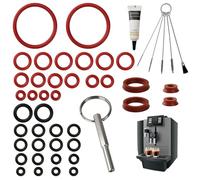 GEEKHOM Juego de juntas de 47 piezas con llave de cabeza ovalada compatible con Jura Krups AEG | Junta de mantenimiento con grasa de silicona de 10 g + 5 cepillos de limpieza | Piezas de repuesto para