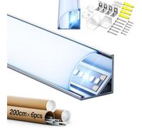 GEEKLUX Perfil de aluminio para esquinas de LED, 2 m x 20 unidades (40 m), 45 °, perfil de aluminio para una iluminación perfecta con difusor y tapas para tiras de LED, 15,8 x 15,8 mm