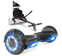 GeekMe Hoverboards con Hoverkart, Hoverboards Go-Kart 6.5 Pulgadas Hoverboards con Bluetooth, Luces LED, Regalo para Niños, Adolescentes y Adultos