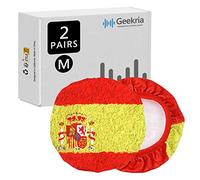 Geekria 2 Pares de Fundas para Auriculares de Tela Flexible de la Copa del Mundo/Funda higiénica retráctil Lavable para Auriculares internos, Funda para el Sudor para Juegos(Hombre/Bandera de España)