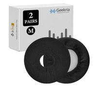 GEEKRIA - 2 Pares de Fundas Tejidas para Auriculares, Protectores Sanitarios Lavables y elásticos para Auriculares supraurales, Funda para el Sudor para Mayor Calidez y Comodidad (Talla M/Negro)