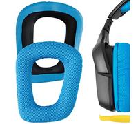 Geekria Almohadillas de Repuesto de Tela Tipo Malla para Logitech G930, G430, G432, G332, G35, F450, Cojines para los oídos, Piezas de reparación con guía en Video (Azul)