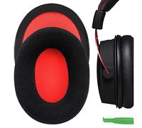 Geekria Almohadillas de Repuesto de Terciopelo con Comodidad, compatibles con Auriculares HyperX Cloud III/II/Flight/Flights/Stinger/Alpha/AlphaS, Cojines para los oídos (Negro/Rojo)