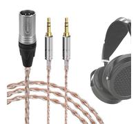 Geekria Apollo 4-Pin XLR a Dual 3,5 mm Cable Balanceado para Auriculares, cable de repuesto plateado, compatible con HIFIMAN Sundara Edition XS Ananda Arya HE400se, Denon D7200 D5200, 1,5 m