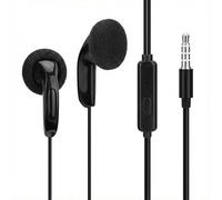 GEEKRIA Auriculares con cable de 3.5 mm con micrófono, auriculares intraurales estéreo de alta fidelidad, auriculares fáciles de usar para personas mayores, incluye almohadillas de espuma extra