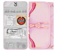 GEEKRIA Bolsa de almacenamiento portátil para accesorios de guitarra, funda plegable con bolsillos de fácil acceso, bolsa de soporte para púas (mármol rosa)