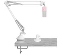 GEEKRIA - Brazo de micrófono compatible con Razer Seiren V3 Chroma, V3 Mini, X brazo Boom Micro con soporte para mesa, soporte colgante, soporte de escritorio (blanco)