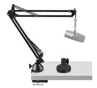 Geekria Brazo de Micrófono para Creadores compatible con Shure MV7+, MV88+, SM7B, MV7, MV7X, SM57, adaptador para brazo tipo pluma, soporte, soporte de escritorio
