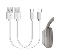 Geekria cable corto de carga USB para auriculares, compatible con Sony WH-1000XM6/1000XM5/1000XM4, XB910N y Beats Studio Pro (2 unidades) USB a USB-C