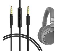 GEEKRIA Cable de audio con micrófono compatible con ATH-M50xBT2, ATH-M20xBT, ATH-SR5, cable estéreo de repuesto de nailon trenzado de 3,5 mm con micrófono en línea (4 pies/1,2 m)