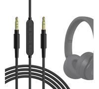 GEEKRIA Cable de audio con micrófono, compatible con Beats Solo 4, Solo 3, Studio 3, de 1/8" (3,5 mm) a 3,5 mm, cable estéreo de repuesto con micrófono en línea y control de volumen (5,6 ft/1,7 m)