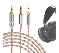 Geekria Cable de audio de actualización de trenza de cobre y plata Apollo Compatible con HIFIMAN SUSVARA Revelado SUNDARA Ananda Arya HE4XX, 3,5 mm a doble cable de repuesto macho de 3,5 mm