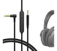 GEEKRIA Cable de audio micrófono, compatible con Sennheiser Momentum 4, PXC 550, PXC 550 II, ACCENTUM Plus, de 2.5 mm a 3.5 mm, repuesto estéreo con micrófono en línea (1.2 m/4 ft)