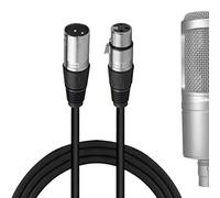 Geekria Cable de micrófono XLR macho a XLR hembra de 10 pies / 300 cm, compatible con Audio-Technica ATH AT2020, AT2035, AT2021, AT2040, AT2005USB, ATR1500x cable de micrófono equilibrado (negro)