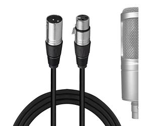 Geekria Cable de micrófono XLR macho a XLR hembra de 10 pies / 300 cm, compatible con Audio-Technica ATH AT2020, AT2035, AT2021, AT2040, AT2005USB, ATR1500x cable de micrófono equilibrado (negro)