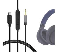 Geekria Cable digital a audio USB-C con micrófono, compatible con Beats Studio Pro/3, Solo 4/3, cable de audio Aux Type-C de repuesto con micrófono en línea y control de volumen (1,2 m)