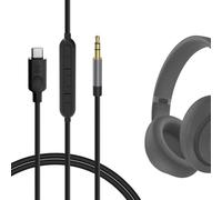 GEEKRIA Cable digital de audio USB-C a 3,5 mm con micrófono, compatible con Beats Studio Pro, Skullcandy Hesh ANC, cable de reemplazo tipo C (4 ft/1,2 m) con micrófono en línea y control de