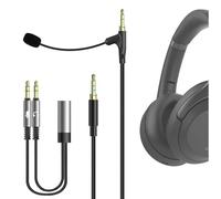 GEEKRIA Cable para auriculares con micrófono de brazo compatible con Sony WH-1000XM6/5/4, ULT Wear, conector 3,5 mm, nylon trenzado (5,6 ft)