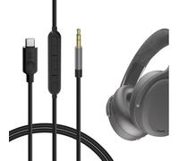 Geekria Cable USB-C digital a audio con micrófono compatible con Skullcandy Crusher ANC 2, cable Hesh 3, cable de audio auxiliar tipo C de repuesto con micrófono en línea y control de volumen (negro 4