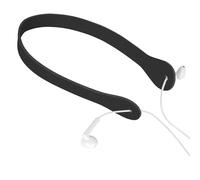 GEEKRIA - Correa para el cuello para auriculares, suave cuero vegano, antipérdida, compatible con Apple EarPods y otros auriculares con cable (negro)