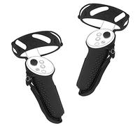 GEEKRIA Design Controller Grip Cover Accesorios Compatible con Pico Neo 3, Silicona Anti-Throw Grips Protector con correas ajustables para nudillos (negro, 1 par)