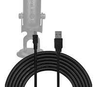 Geekria for Creators Cable de micrófono USB-A a Mini-USB de 10 pies / 300 cm, compatible con Logitech para Creators Blue Yeti, Yeti Pro, Snowball iCE, cable de micrófono (negro)