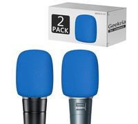 Geekria for Creators Filtro antiviento de Espuma, Compatible con Shure MV7, SM58LC, Beta 57A, Beta 58A, PGA48, PGA58, micrófono antipop, Pantalla antiviento, Filtro de Espuma (Azul/Pack de 2)