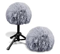 Geekria for Creators - Parabrisas peludo compatible con bola de nieve azul, micrófono Ice Snowball, Mic DeadCat Wind Cover Muff, Windbuster, Windjammer, Fluff Cover parabrisas (gris/2 unidades)