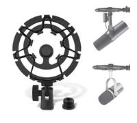 Geekria for Creators Soporte de choque para micrófono compatible con Shure MV7, SM7B, MV7X Mic Adaptador de suspensión antivibración Abrazadera Clip de soporte para micrófono (negro)