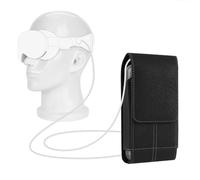 Geekria Funda de batería de realidad virtual compatible con Vision Pro, funda portátil de piel vegana, clip para cinturón, soporte para tarjetas, accesorio de protección de batería (negro)