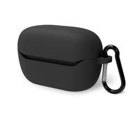Geekria Funda de silicona compatible con auriculares inalámbricos JBL Endurance Race 2, funda protectora para auriculares con gancho para llavero, puerto de carga accesible LED frontal visible (negro)