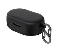 GEEKRIA Funda de silicona compatible con auriculares inalámbricos JBL Quantum TWS, funda protectora de transporte con gancho para llavero, puerto de carga accesible (negro)