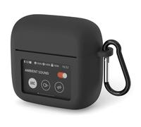 Geekria Funda de silicona compatible con auriculares inalámbricos JBL Tour Pro 3, funda protectora con gancho para llavero, puerto de carga accesible (negro)