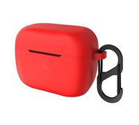 Geekria Funda de Silicona Compatible con Auriculares inalámbricos Sennheiser CX 400BT True,Funda Protectora para Auriculares,Funda Protectora con Gancho para Llavero,Puerto de Carga accesible(Rojo)