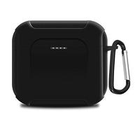 GEEKRIA Funda de silicona compatible con auriculares inalámbricos Skullcandy Indy Evo True, funda protectora de transporte con gancho para llavero, puerto de carga accesible (negro)