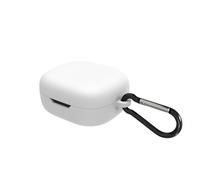 Geekria Funda de silicona compatible con JBL Wave 300TWS True Wireless Earbuds, funda protectora para auriculares con gancho para llavero, puerto de carga accesible, soporta carga inalámbrica (blanco)