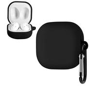 Geekria Funda de silicona compatible con Samsung Galaxy Buds Live True Wireless Earbuds, funda protectora de transporte con gancho para llavero, puerto de carga accesible (negro)