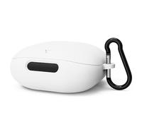 Geekria Funda de silicona compatible con Soundcore by Anker Liberty 4 Pro True Wireless Earbuds, funda protectora para auriculares con gancho para llavero, puerto de carga accesible (blanco)