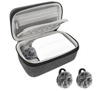 Geekria Funda de transporte para micrófono compatible con Hollyland Lark M2S con 2 paquetes de orejeras para parabrisas, bolsa de viaje rígida para micrófono, bolsa portátil con parabrisas (gris)