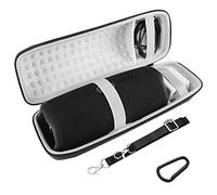 Geekria Funda protectora compatible con JBL Charge 5, Charge 4, altavoz Bluetooth portátil, bolsa de transporte de viaje con espacio para accesorios (negro)