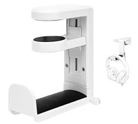 Geekria Gancho para Auriculares para Debajo del Escritorio 360° Giratorio, Ajustable, Soporte Que Ahorra Espacio, Compatible con Sony, Bose, AKG, Sennheiser (Blanco)