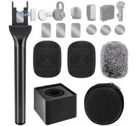 Geekria mango de micrófono para DJI Mic 2, soporte de micrófono compatible con Hollyland Lark M2S, micro corbata Rode Wireless GO, magnético con 3 filtros anti-pop para vlogging y reportajes